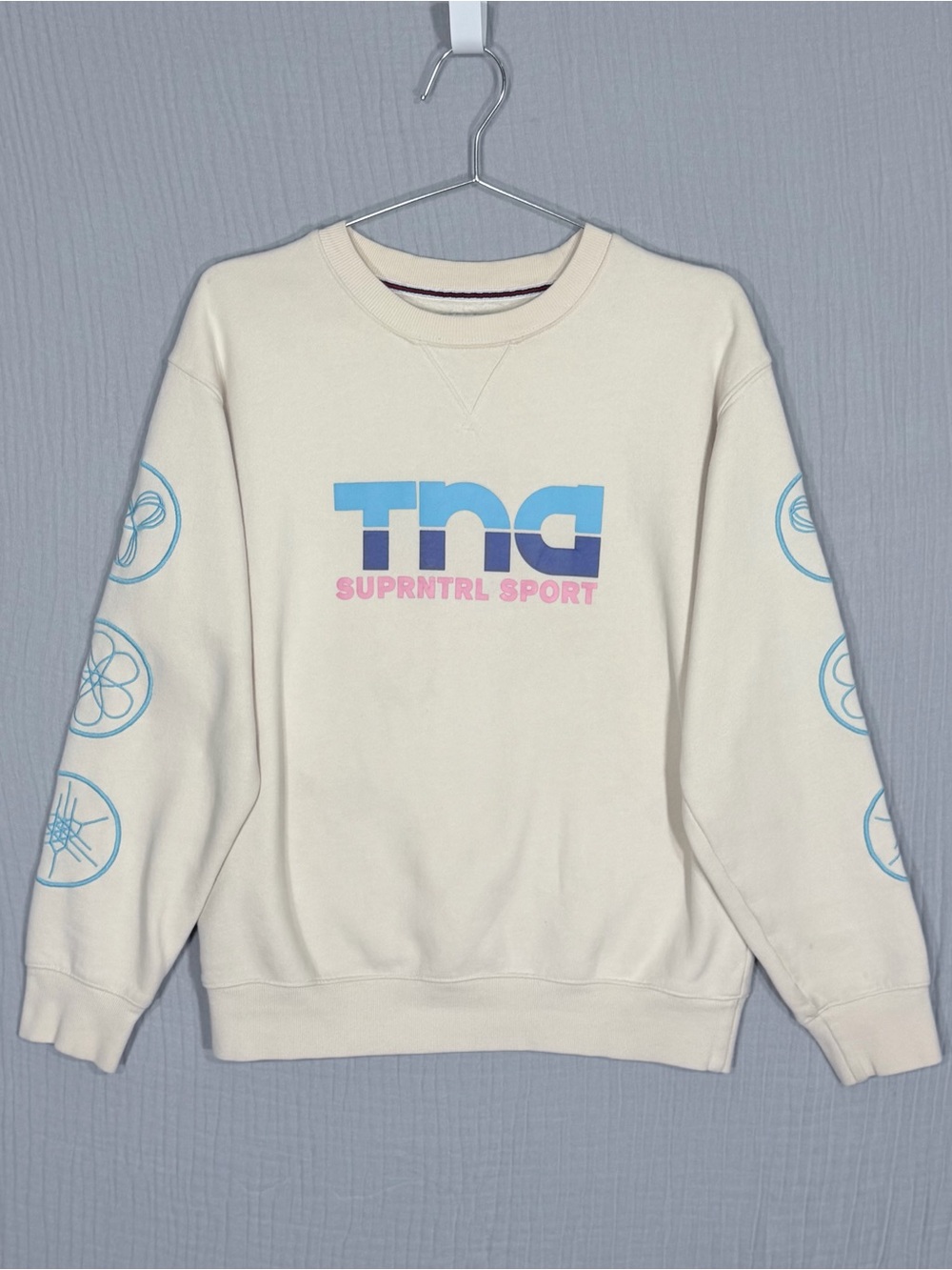 Tna Suprntrl Sport Graphic Fleece Sweatshirt Cream Blue Pink Size S